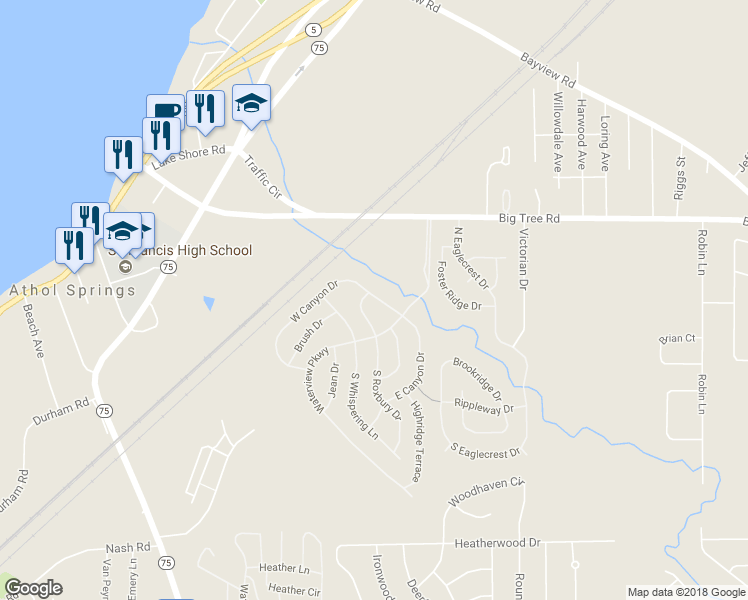map of restaurants, bars, coffee shops, grocery stores, and more near 11 Vibernum Drive in Hamburg