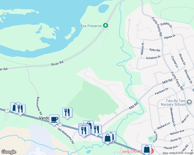 map of restaurants, bars, coffee shops, grocery stores, and more near 33 Vandenburg Lane in Latham