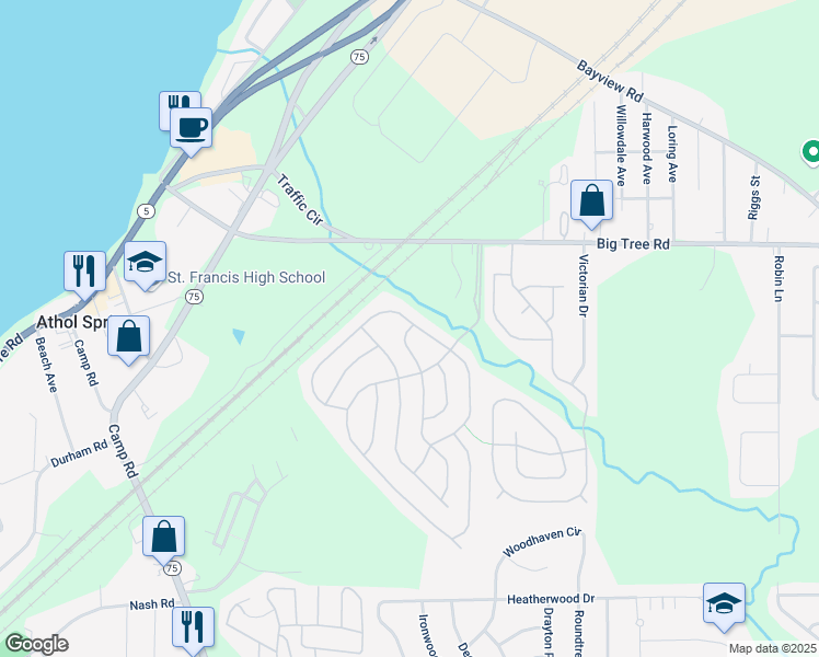 map of restaurants, bars, coffee shops, grocery stores, and more near 11 Vibernum Drive in Hamburg