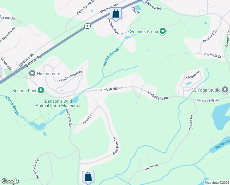 map of restaurants, bars, coffee shops, grocery stores, and more near 55 Kimball Hill Road in Hudson