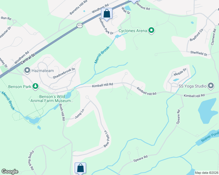 map of restaurants, bars, coffee shops, grocery stores, and more near 55 Kimball Hill Road in Hudson