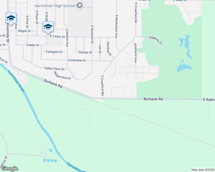 map of restaurants, bars, coffee shops, grocery stores, and more near 1501-1599 Brandon Drive in Vermillion