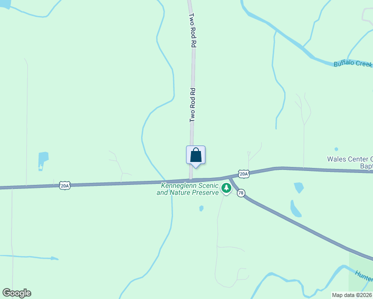 map of restaurants, bars, coffee shops, grocery stores, and more near 4416 Two Rod Road in East Aurora