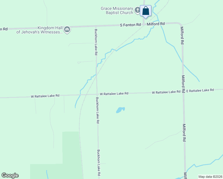 map of restaurants, bars, coffee shops, grocery stores, and more near 3443 West Rattalee Lake Road in Holly
