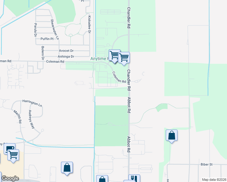map of restaurants, bars, coffee shops, grocery stores, and more near 16970 Chandler Road in East Lansing