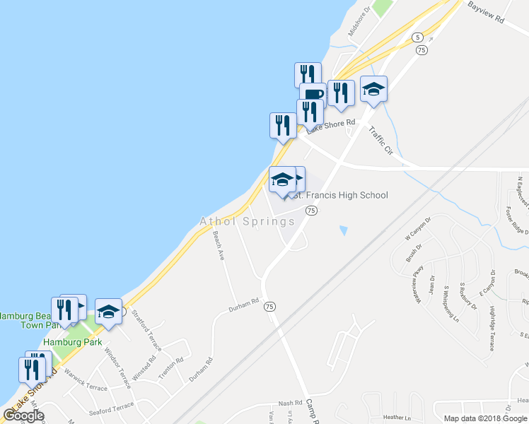 map of restaurants, bars, coffee shops, grocery stores, and more near 4206 Lasalle Avenue in Hamburg