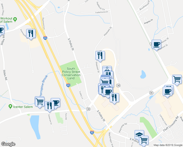 map of restaurants, bars, coffee shops, grocery stores, and more near 10 Muse Terrace in Salem