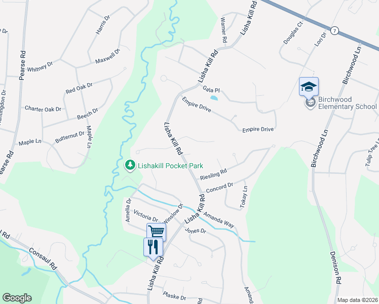 map of restaurants, bars, coffee shops, grocery stores, and more near 277 Lisha Kill Road in Schenectady