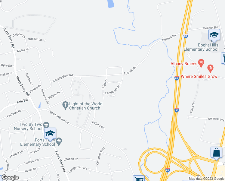 map of restaurants, bars, coffee shops, grocery stores, and more near 74A Sparrowbush Road in Latham