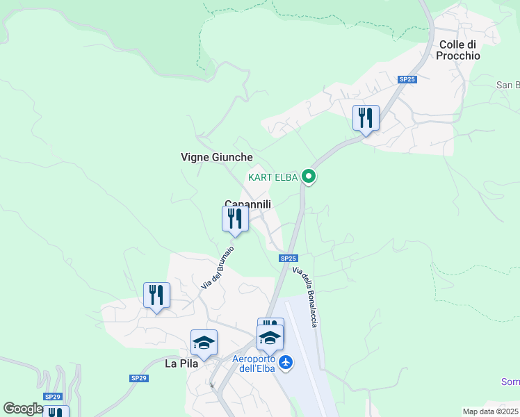 map of restaurants, bars, coffee shops, grocery stores, and more near 1 Via Sette Terre in Capannili