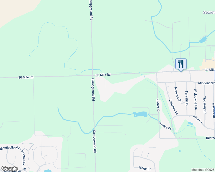 map of restaurants, bars, coffee shops, grocery stores, and more near 8210 30 Mile Road in Washington