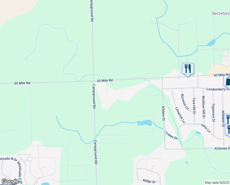 map of restaurants, bars, coffee shops, grocery stores, and more near 8210 30 Mile Road in Washington