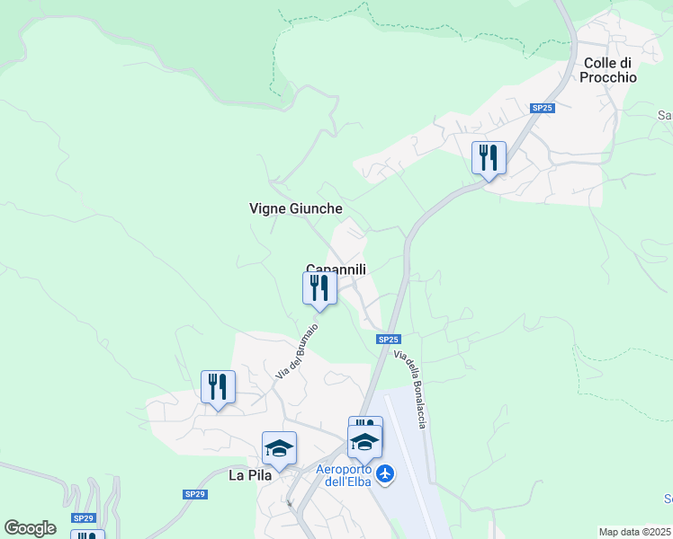 map of restaurants, bars, coffee shops, grocery stores, and more near in Capannili