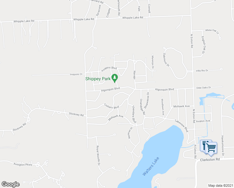 map of restaurants, bars, coffee shops, grocery stores, and more near 8914 Minne Wanna Road in Clarkston