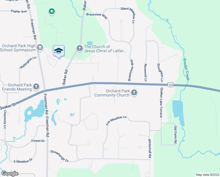 map of restaurants, bars, coffee shops, grocery stores, and more near 7367 Quaker Rd in Orchard Park