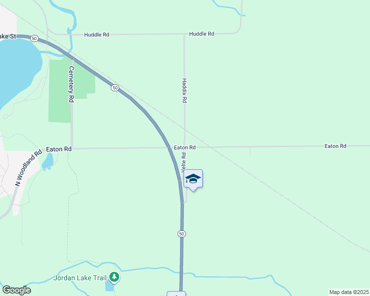 map of restaurants, bars, coffee shops, grocery stores, and more near 14933-14999 Haddix Road in Lake Odessa