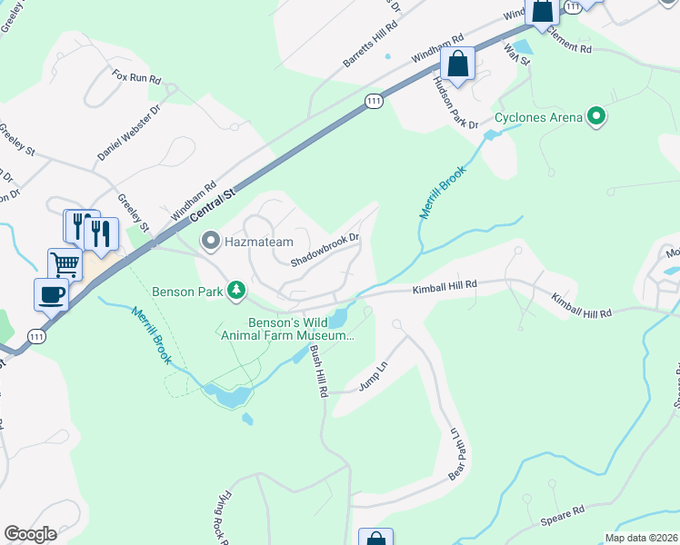 map of restaurants, bars, coffee shops, grocery stores, and more near Yale Court in Hudson