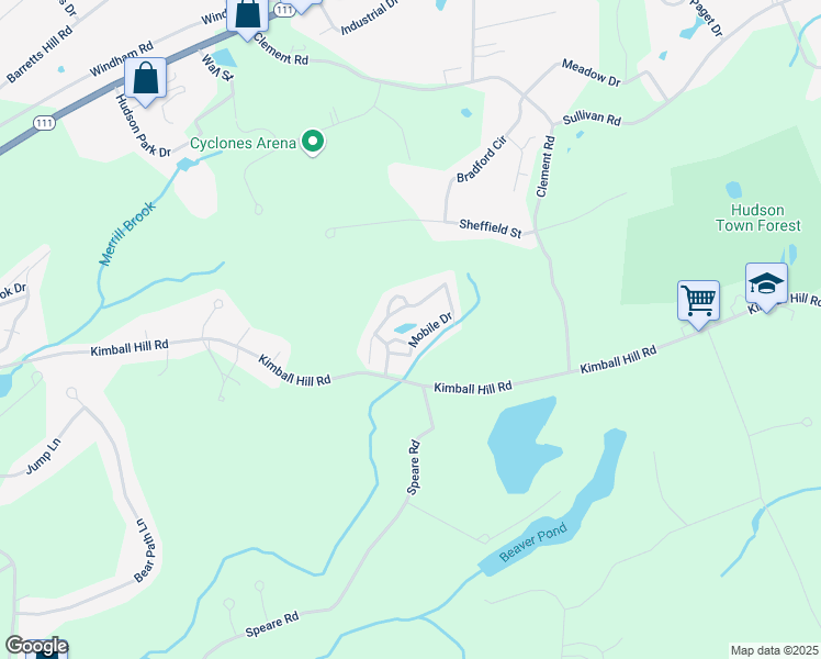 map of restaurants, bars, coffee shops, grocery stores, and more near 73 Mobile Drive in Hudson