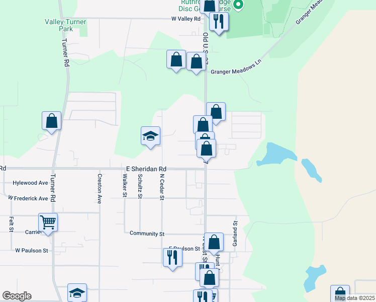 map of restaurants, bars, coffee shops, grocery stores, and more near 1101 Greenwood Avenue in Lansing