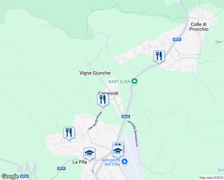 map of restaurants, bars, coffee shops, grocery stores, and more near 1 Via Sette Terre in Capannili