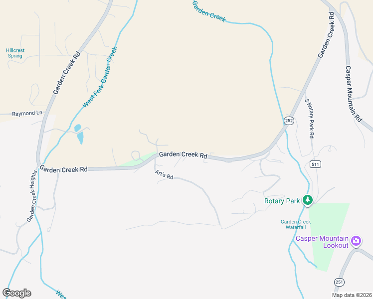 map of restaurants, bars, coffee shops, grocery stores, and more near 2950 Garden Creek Road in Casper