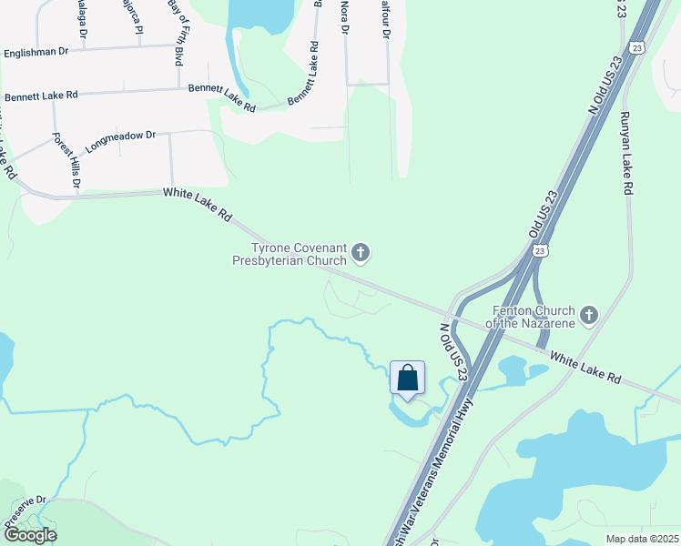 map of restaurants, bars, coffee shops, grocery stores, and more near 10235 White Lake Road in Fenton