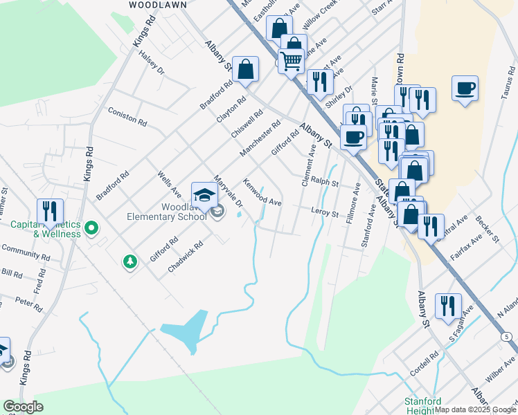 map of restaurants, bars, coffee shops, grocery stores, and more near 207 Van Buren Avenue in Schenectady