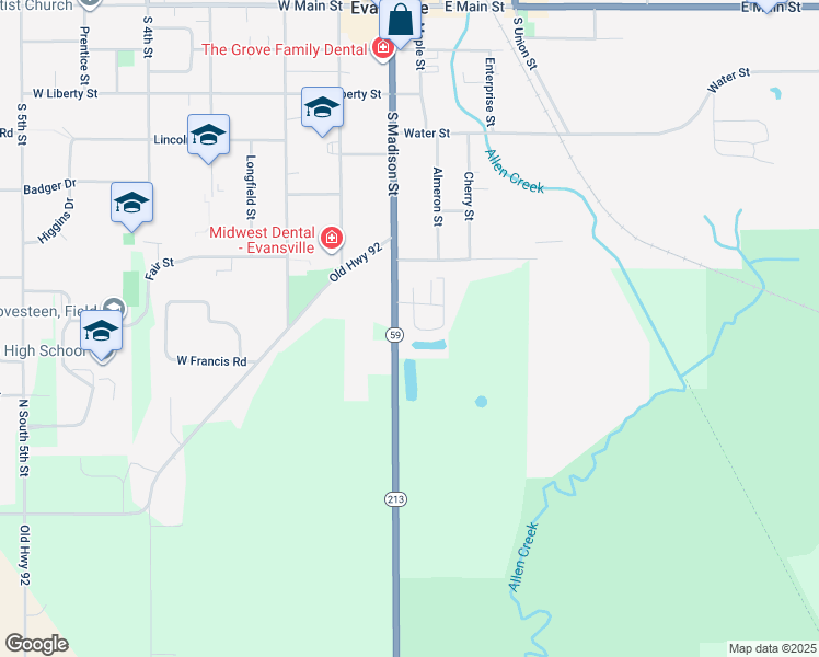 map of restaurants, bars, coffee shops, grocery stores, and more near 569 Lemon Arbor Drive in Evansville