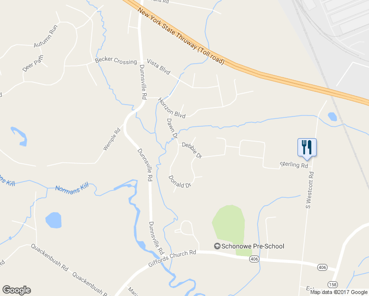 map of restaurants, bars, coffee shops, grocery stores, and more near 315 Debbie Drive in Schenectady