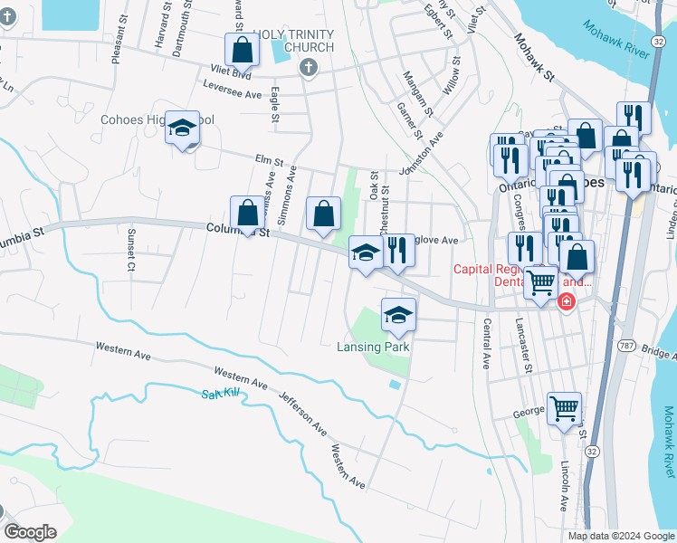 map of restaurants, bars, coffee shops, grocery stores, and more near 15 Amity St in Cohoes