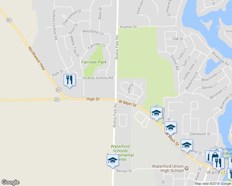 map of restaurants, bars, coffee shops, grocery stores, and more near 1825 Prestwick in Waterford