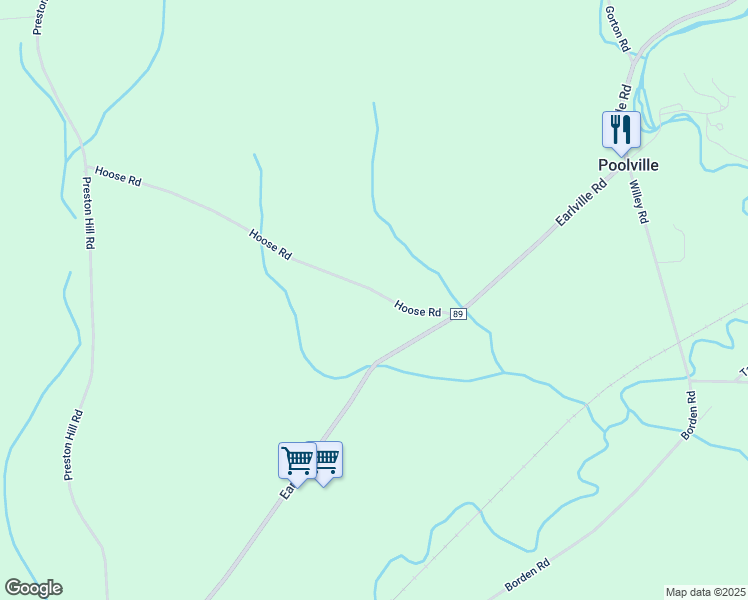 map of restaurants, bars, coffee shops, grocery stores, and more near 7290 Hoose Road in Earlville