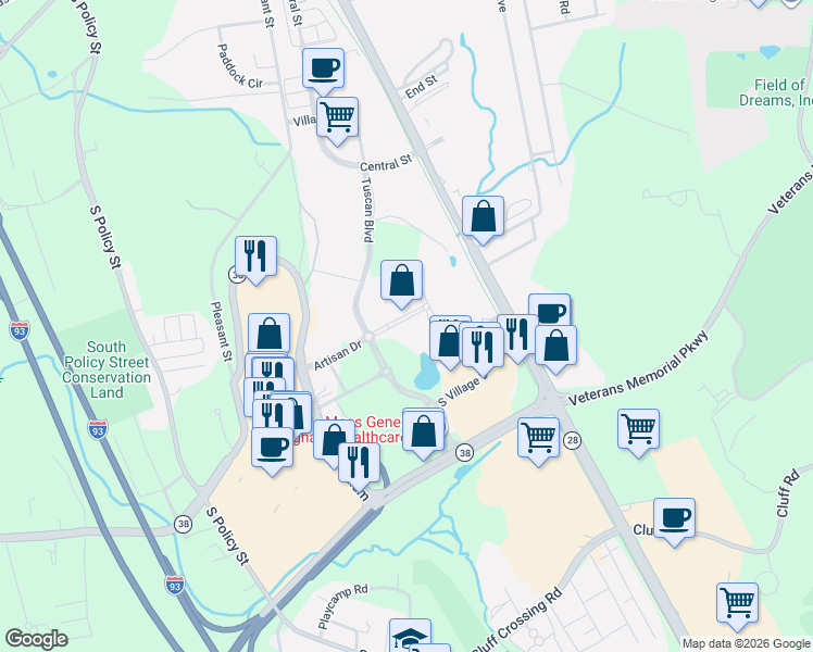 map of restaurants, bars, coffee shops, grocery stores, and more near Pleasant Saint Exd in Salem
