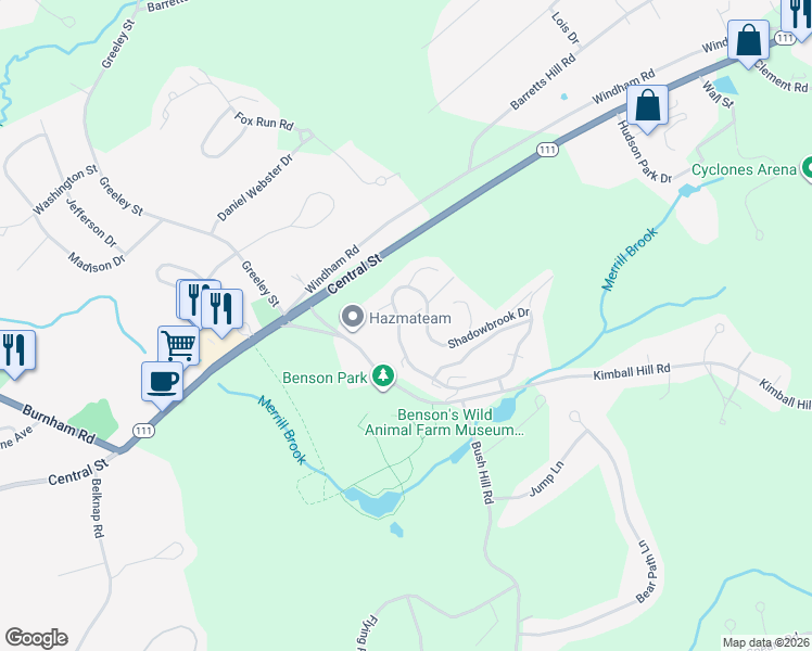 map of restaurants, bars, coffee shops, grocery stores, and more near 11 April Court in Hudson