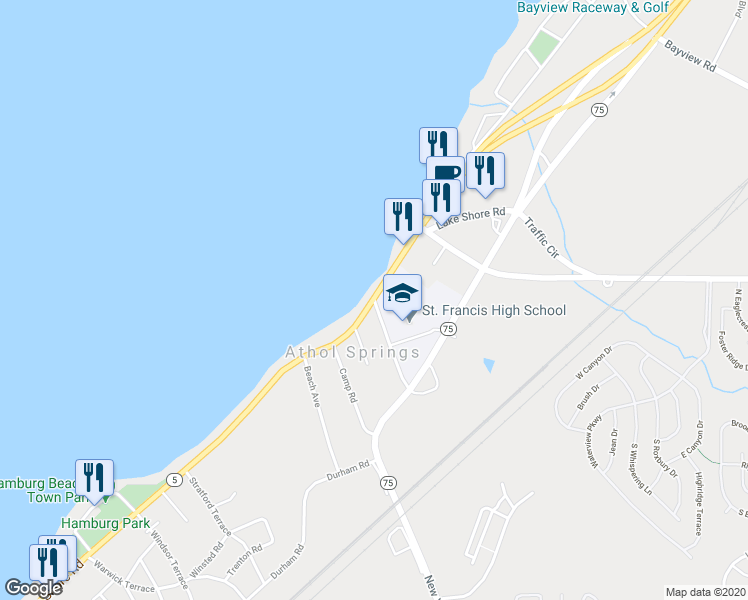 map of restaurants, bars, coffee shops, grocery stores, and more near 4197 Lasalle Avenue in Hamburg