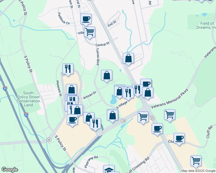 map of restaurants, bars, coffee shops, grocery stores, and more near Pleasant Saint Exd in Salem
