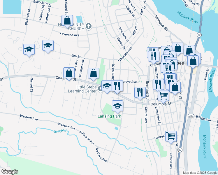 map of restaurants, bars, coffee shops, grocery stores, and more near in Cohoes