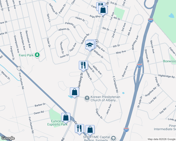 map of restaurants, bars, coffee shops, grocery stores, and more near 2907 Hamburg Street in Rotterdam