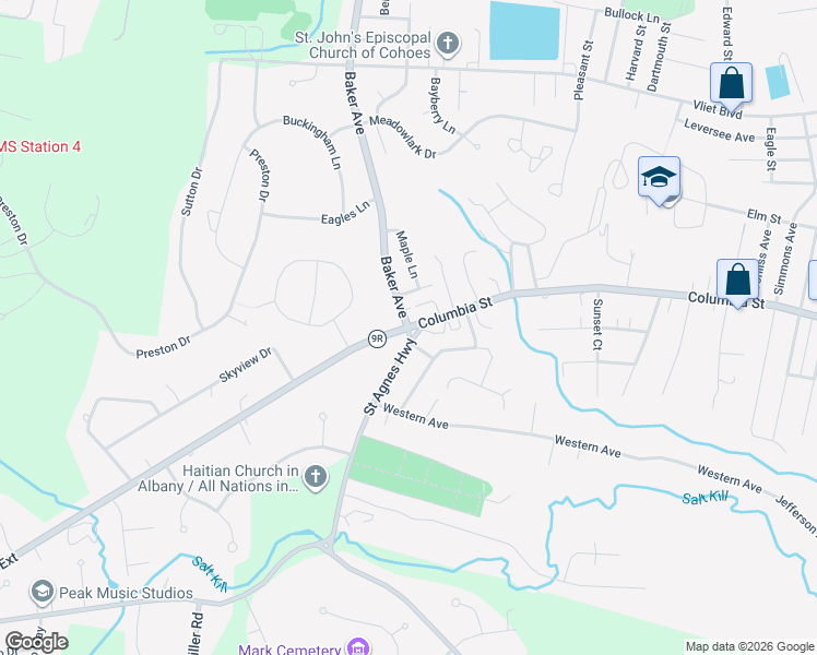 map of restaurants, bars, coffee shops, grocery stores, and more near 570 Columbia Street in Cohoes