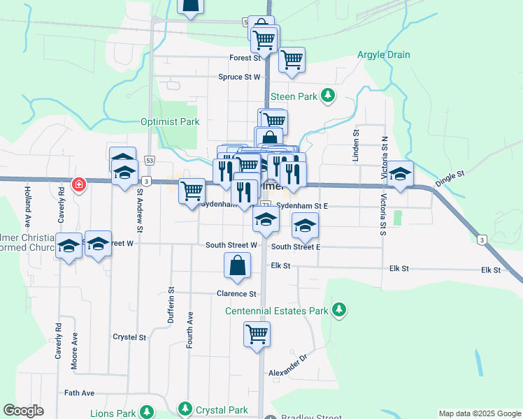 map of restaurants, bars, coffee shops, grocery stores, and more near in Aylmer
