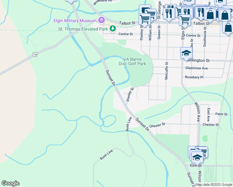 map of restaurants, bars, coffee shops, grocery stores, and more near 87 Sunset Drive in Saint Thomas
