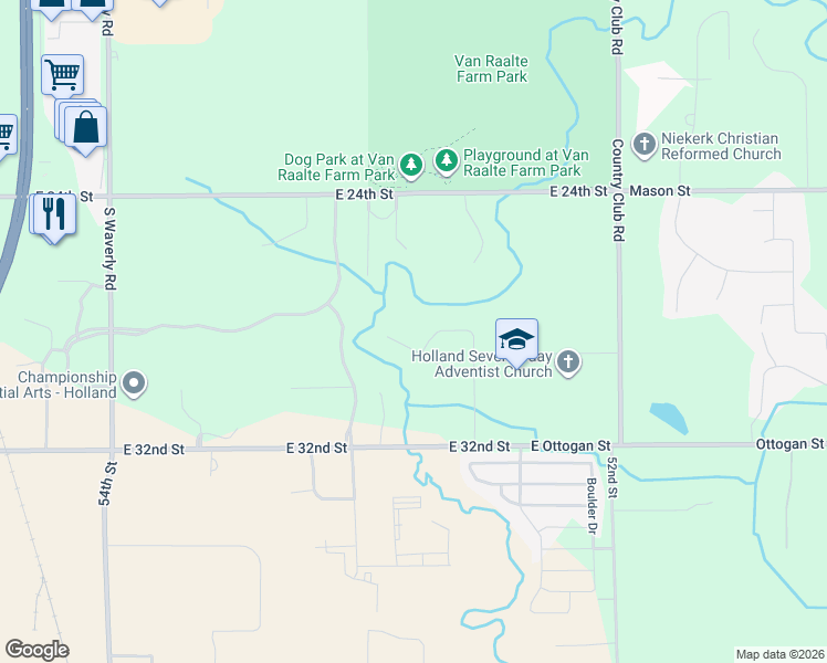 map of restaurants, bars, coffee shops, grocery stores, and more near 989 Morningside Drive in Holland