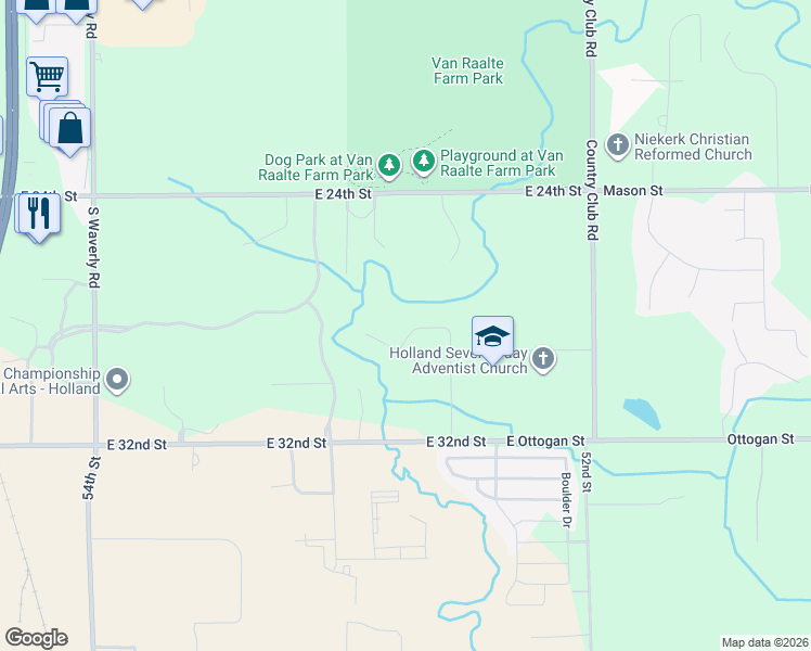 map of restaurants, bars, coffee shops, grocery stores, and more near 989 Morningside Drive in Holland