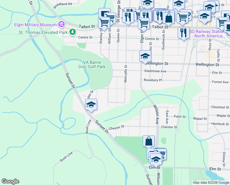 map of restaurants, bars, coffee shops, grocery stores, and more near 24 Isabel Street in St. Thomas