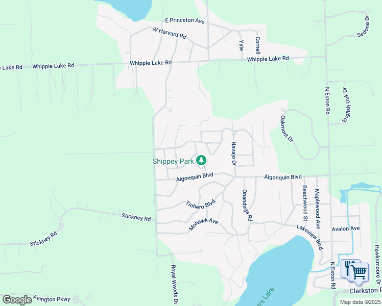 map of restaurants, bars, coffee shops, grocery stores, and more near 5040 Oneida Drive in City of the Village of Clarkston