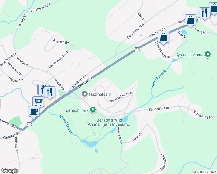 map of restaurants, bars, coffee shops, grocery stores, and more near 6b Tammy Court in Hudson