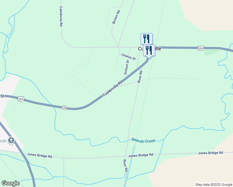 map of restaurants, bars, coffee shops, grocery stores, and more near 2844 Cuylerville Road in Leicester