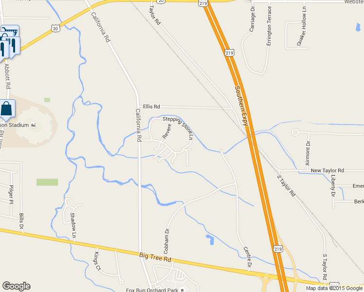 map of restaurants, bars, coffee shops, grocery stores, and more near 226 Stepping Stone Ln in Orchard Park