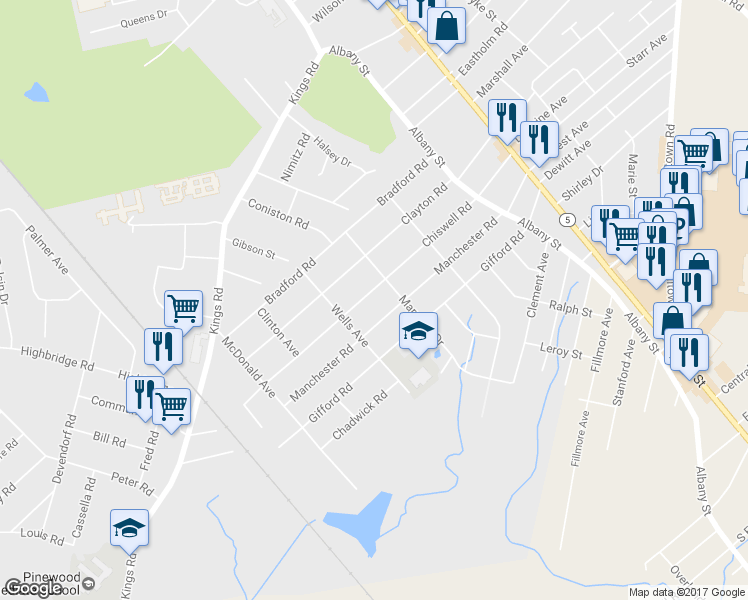 map of restaurants, bars, coffee shops, grocery stores, and more near 318 Chiswell Road in Schenectady
