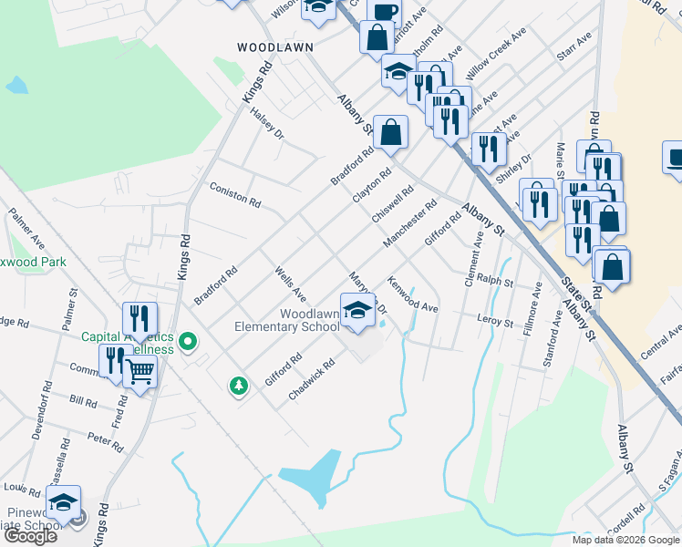 map of restaurants, bars, coffee shops, grocery stores, and more near 305 Manchester Road in Schenectady
